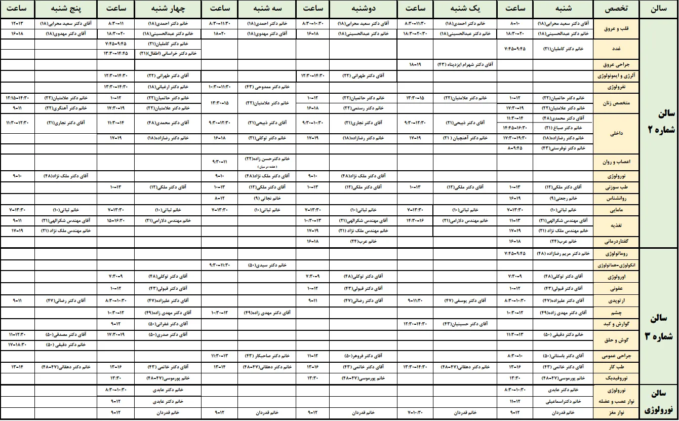 برنامه کاری کلینیک